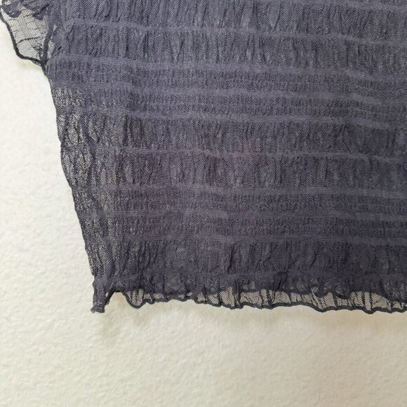 black sheer short sleeve blouse size Medium Vacation Resortwear Sexy - Picture 3 of 5